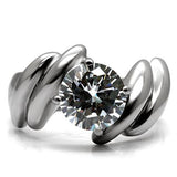High polished (no plating) Stainless Steel Ring with AAA Grade CZ  in Clear