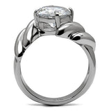 High polished (no plating) Stainless Steel Ring with AAA Grade CZ  in Clear