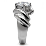 High polished (no plating) Stainless Steel Ring with AAA Grade CZ  in Clear