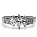 High polished (no plating) Stainless Steel Ring with AAA Grade CZ  in Clear