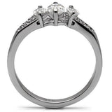 High polished (no plating) Stainless Steel Ring with AAA Grade CZ  in Clear