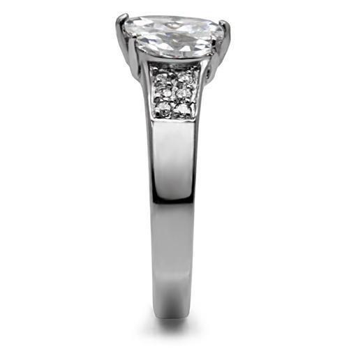 High polished (no plating) Stainless Steel Ring with AAA Grade CZ  in Clear