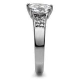 High polished (no plating) Stainless Steel Ring with AAA Grade CZ  in Clear