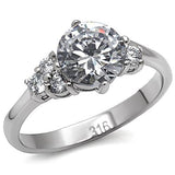 High polished (no plating) Stainless Steel Ring with AAA Grade CZ  in Clear