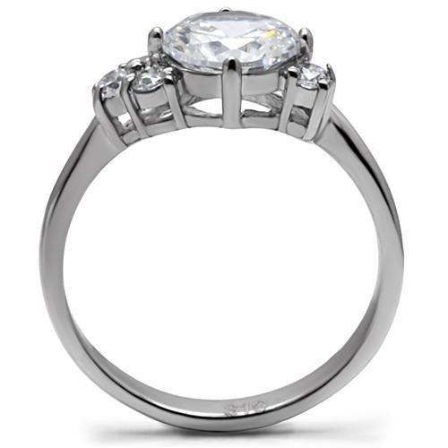 High polished (no plating) Stainless Steel Ring with AAA Grade CZ  in Clear