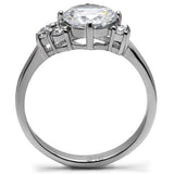 High polished (no plating) Stainless Steel Ring with AAA Grade CZ  in Clear