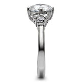 High polished (no plating) Stainless Steel Ring with AAA Grade CZ  in Clear