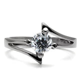 High polished (no plating) Stainless Steel Ring with AAA Grade CZ  in Clear
