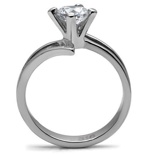 High polished (no plating) Stainless Steel Ring with AAA Grade CZ  in Clear