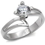 High polished (no plating) Stainless Steel Ring with AAA Grade CZ  in Clear
