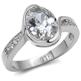 High polished (no plating) Stainless Steel Ring with AAA Grade CZ  in Clear
