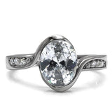 High polished (no plating) Stainless Steel Ring with AAA Grade CZ  in Clear
