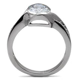 High polished (no plating) Stainless Steel Ring with AAA Grade CZ  in Clear
