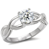 High polished (no plating) Stainless Steel Ring with AAA Grade CZ  in Clear
