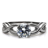 High polished (no plating) Stainless Steel Ring with AAA Grade CZ  in Clear