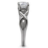 High polished (no plating) Stainless Steel Ring with AAA Grade CZ  in Clear