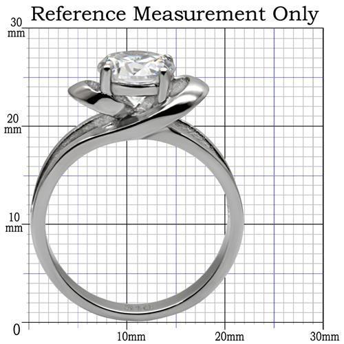 High polished (no plating) Stainless Steel Ring with AAA Grade CZ  in Clear