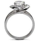 High polished (no plating) Stainless Steel Ring with AAA Grade CZ  in Clear
