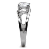High polished (no plating) Stainless Steel Ring with AAA Grade CZ  in Clear