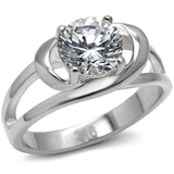 High polished (no plating) Stainless Steel Ring with AAA Grade CZ  in Clear