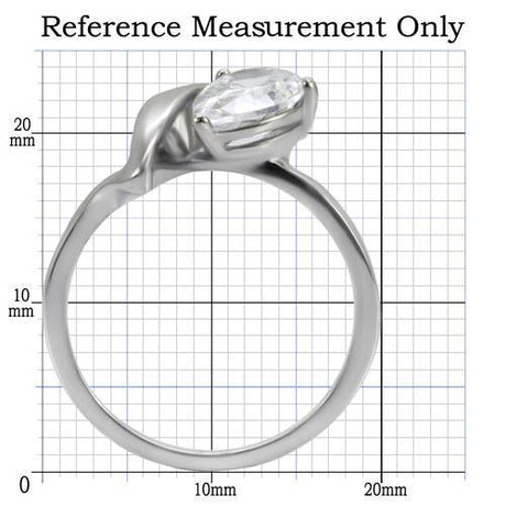 High polished (no plating) Stainless Steel Ring with AAA Grade CZ  in Clear