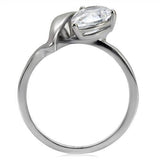 High polished (no plating) Stainless Steel Ring with AAA Grade CZ  in Clear
