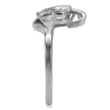 High polished (no plating) Stainless Steel Ring with AAA Grade CZ  in Clear