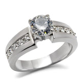 High polished (no plating) Stainless Steel Ring with AAA Grade CZ  in Clear