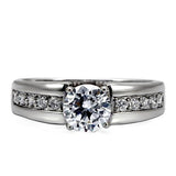 High polished (no plating) Stainless Steel Ring with AAA Grade CZ  in Clear