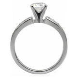 High polished (no plating) Stainless Steel Ring with AAA Grade CZ  in Clear