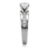 High polished (no plating) Stainless Steel Ring with AAA Grade CZ  in Clear