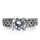 High polished (no plating) Stainless Steel Ring with AAA Grade CZ  in Clear