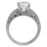 High polished (no plating) Stainless Steel Ring with AAA Grade CZ  in Clear