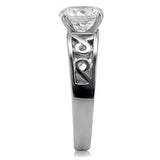 High polished (no plating) Stainless Steel Ring with AAA Grade CZ  in Clear