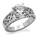 High polished (no plating) Stainless Steel Ring with AAA Grade CZ  in Clear