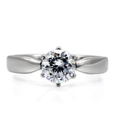 High polished (no plating) Stainless Steel Ring with AAA Grade CZ  in Clear