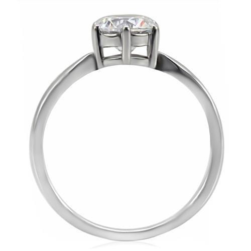 High polished (no plating) Stainless Steel Ring with AAA Grade CZ  in Clear