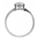 High polished (no plating) Stainless Steel Ring with AAA Grade CZ  in Clear