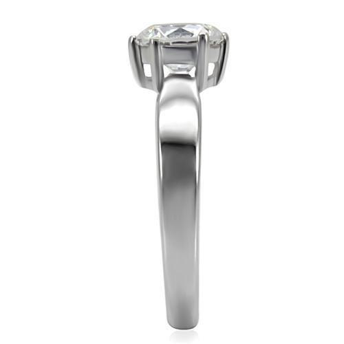 High polished (no plating) Stainless Steel Ring with AAA Grade CZ  in Clear