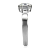 High polished (no plating) Stainless Steel Ring with AAA Grade CZ  in Clear