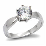 High polished (no plating) Stainless Steel Ring with AAA Grade CZ  in Clear
