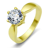 IP Gold(Ion Plating) Stainless Steel Ring with AAA Grade CZ  in Clear
