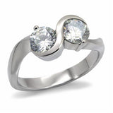High polished (no plating) Stainless Steel Ring with AAA Grade CZ  in Clear