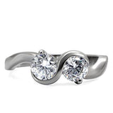 High polished (no plating) Stainless Steel Ring with AAA Grade CZ  in Clear