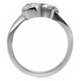 High polished (no plating) Stainless Steel Ring with AAA Grade CZ  in Clear