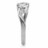 High polished (no plating) Stainless Steel Ring with AAA Grade CZ  in Clear