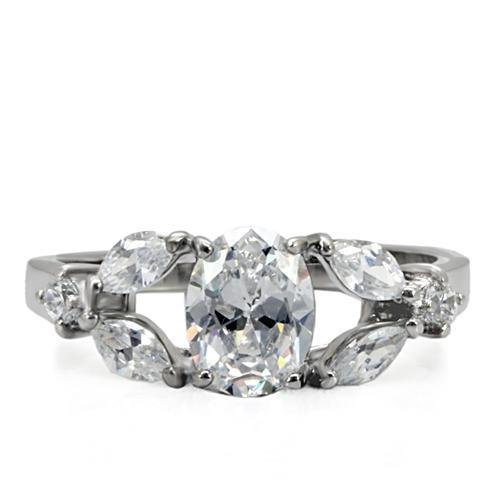 High polished (no plating) Stainless Steel Ring with AAA Grade CZ  in Clear