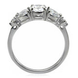 High polished (no plating) Stainless Steel Ring with AAA Grade CZ  in Clear