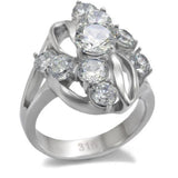 High polished (no plating) Stainless Steel Ring with AAA Grade CZ  in Clear