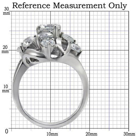High polished (no plating) Stainless Steel Ring with AAA Grade CZ  in Clear